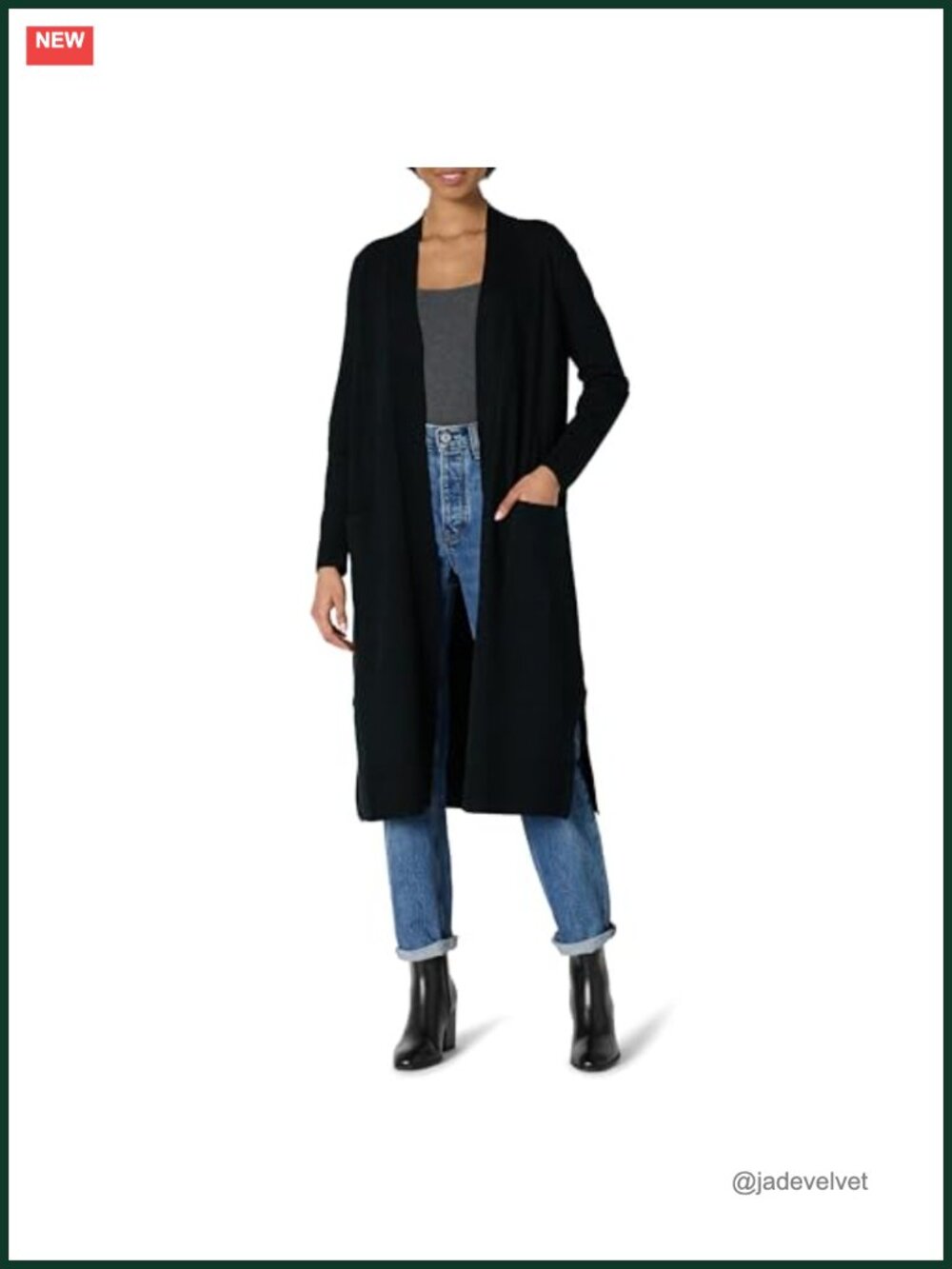 Women's Lightweight Soft Duster Length Cardigan Sweater Long Sleeve Crew Neck